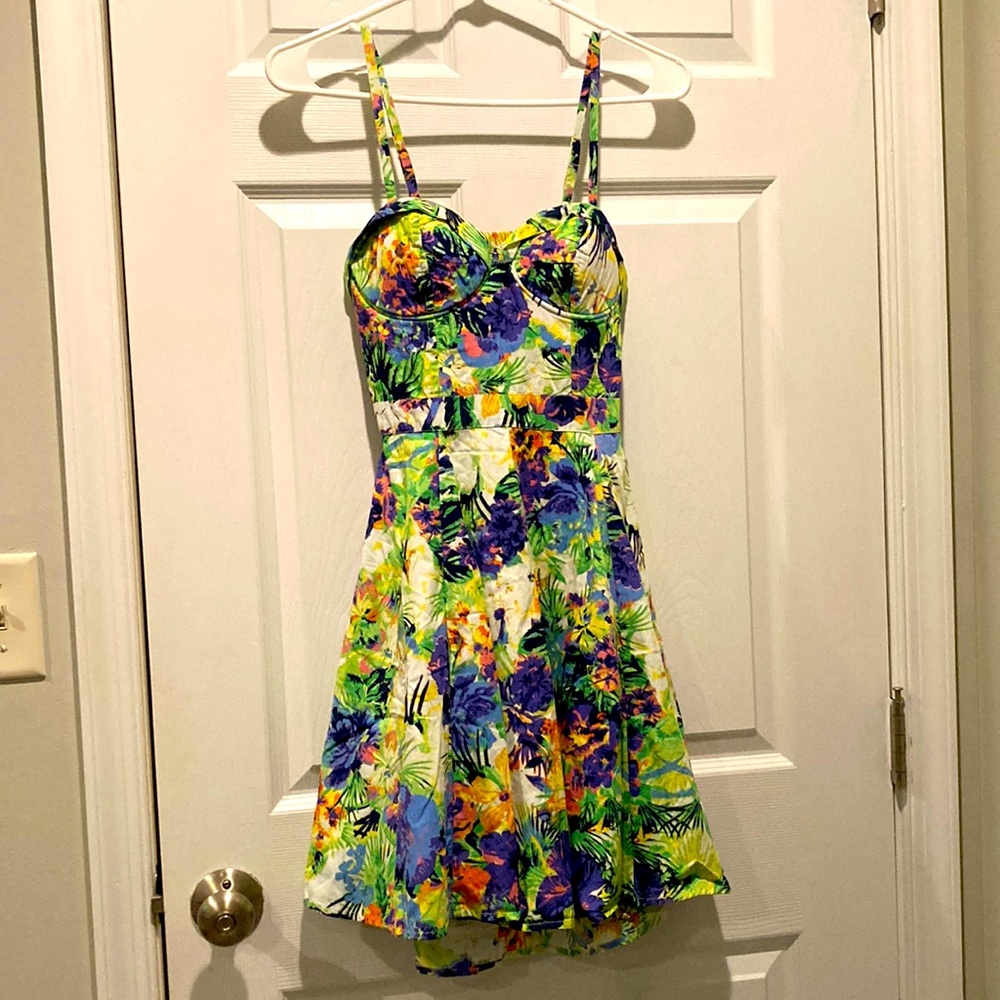 Jessica Simpson tropical print bustier dress, XS
